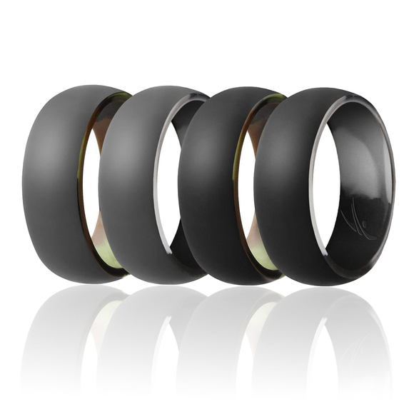 Silicone Wedding Ring - Duo Collection Dome Style - Set by ROQ - Picture 1 of 2